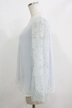 画像2: axes femme / 袖チュール刺繍シフォントップス M サックス H-25-05-27-053-AX-TO-NS-ZH