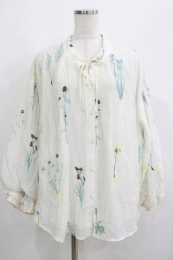 画像1: Miss Egg（海外ロリータブランド） / 庭園の花の刺繍ヴィクトリアンブラウス M オフ H-25-05-27-055-GO-BL-NS-ZH