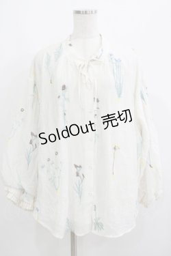 画像1: Miss Egg（海外ロリータブランド） / 庭園の花の刺繍ヴィクトリアンブラウス M オフ H-25-05-27-055-GO-BL-NS-ZH