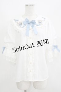 Amavel / Bonbon Ribbon Chaton ブラウス Free オフ/サックス H-25-05-27-057-CA-BL-NS-ZH