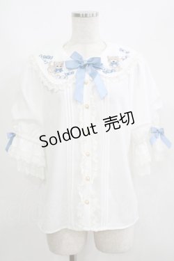 画像1: Amavel / Bonbon Ribbon Chaton ブラウス Free オフ/サックス H-25-05-27-057-CA-BL-NS-ZH