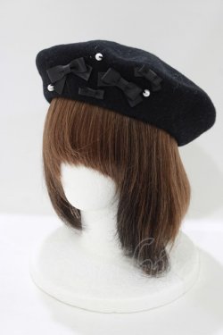 画像1: m petit by misako / AMミニリボンバスクベレー  ブラック H-25-05-27-081-LO-AC-NS-ZH