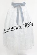 axes femme / 線画花柄レイヤードスカート M サックス H-25-05-28-023-AX-SK-NS-ZH