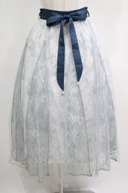 画像1: axes femme / 線画花柄レイヤードスカート M サックス H-25-05-28-023-AX-SK-NS-ZH