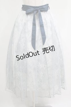 画像1: axes femme / 線画花柄レイヤードスカート M サックス H-25-05-28-023-AX-SK-NS-ZH