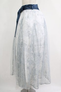 画像2: axes femme / 線画花柄レイヤードスカート M サックス H-25-05-28-023-AX-SK-NS-ZH