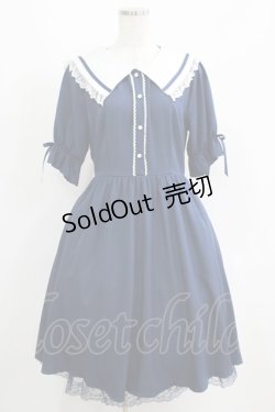 画像1: axes femme POETIQUE / フリルセーラーカラーワンピース M ネイビー H-25-05-28-025-AX-OP-NS-ZH