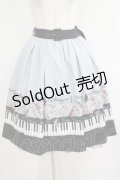 axes femme POETIQUE / ベルト付猫とピアノ柄スカート M グレー H-25-05-28-030-AX-SK-NS-ZH