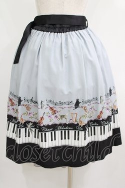 画像3: axes femme POETIQUE / ベルト付猫とピアノ柄スカート M グレー H-25-05-28-030-AX-SK-NS-ZH
