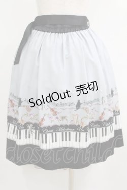 画像3: axes femme POETIQUE / ベルト付猫とピアノ柄スカート M グレー H-25-05-28-030-AX-SK-NS-ZH