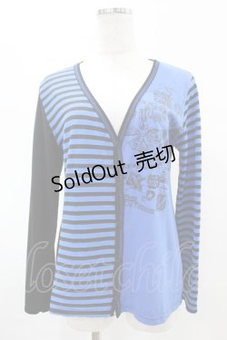 画像1: ALGONQUINS / プリント切替カットソーカーデ  黒×青 H-25-05-28-1048-AL-TO-KB-ZH