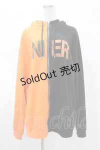 NieR Clothing / TWO-TONE ZIP PARKA  黒×オレンジ H-25-05-28-1050-PU-TO-KB-ZH