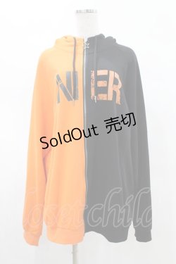 画像1: NieR Clothing / TWO-TONE ZIP PARKA  黒×オレンジ H-25-05-28-1050-PU-TO-KB-ZH