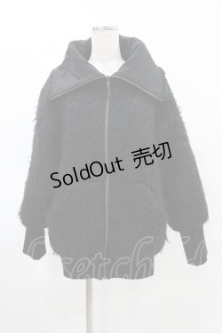 画像1: Na+H / リブ切替ZIPジャケット  黒 H-25-05-28-1056-PU-JA-KB-ZT-C055