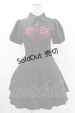 画像1: DARK IN LOVE / Gothic rope red heart buttonワンピース S ブラック H-25-05-28-1022-PU-OP-KB-ZH