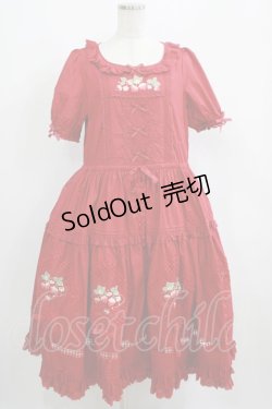 画像1: NyaNya（海外ロリータブランド） / Strawberry Flowers on thr Hill ワンピース XXL レッド H-25-05-28-004-LO-OP-NS-ZH