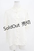 axes femme kawaii / ストライプシアー半袖ブラウス M アイボリー H-25-05-28-048-AX-BL-NS-ZH