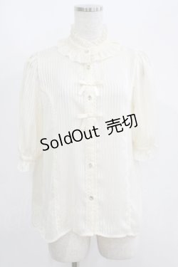 画像1: axes femme kawaii / ストライプシアー半袖ブラウス M アイボリー H-25-05-28-048-AX-BL-NS-ZH