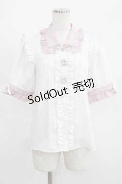 画像1: DearMyLove / 3連ビジューレースフリルブラウス M オフ/ピンク H-25-05-28-058-EL-BL-NS-ZH