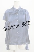 axes femme POETIQUE / ボウタイ付オフショルブラウス M ブルー H-25-05-28-059-AX-BL-NS-ZH
