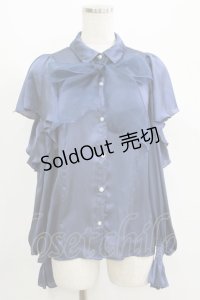 axes femme POETIQUE / ボウタイ付オフショルブラウス M ブルー H-25-05-28-059-AX-BL-NS-ZH