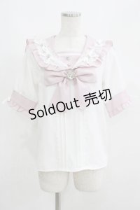 Dear My Love / ハートリボンたっぷりフリルセーラーブラウス M オフ/ピンク H-25-05-28-063-EL-BL-NS-ZH