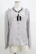 axes femme / ブローチ付きヴィンテージブラウス M グレー H-25-05-28-064-AX-BL-NS-ZH