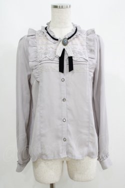 画像1: axes femme / ブローチ付きヴィンテージブラウス M グレー H-25-05-28-064-AX-BL-NS-ZH