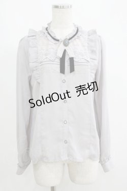 画像1: axes femme / ブローチ付きヴィンテージブラウス M グレー H-25-05-28-064-AX-BL-NS-ZH