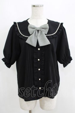 画像1: Amavel / Girly Checkフリルブラウス Free ブラック H-25-05-28-068-CA-BL-NS-ZH