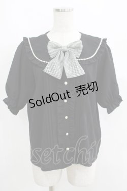 画像1: Amavel / Girly Checkフリルブラウス Free ブラック H-25-05-28-068-CA-BL-NS-ZH