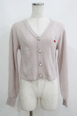 画像1: axes femme POETIQUE / チェリー刺繍ニットカーディガン M ピンク H-25-05-28-074-AX-TO-NS-ZH