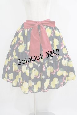 画像1: axes femme kawaii / ストライプレモン柄スカート M ネイビー H-25-05-29-024-AX-SK-NS-ZH
