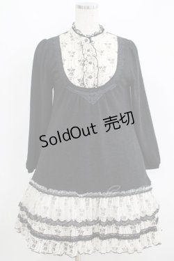 画像1: axes femme / シフォン切替ニットワンピース M ブラック H-25-05-29-032-AX-OP-NS-ZH