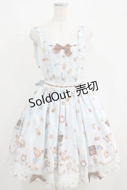 画像1: metamorphose / くまちゃんのBakery cafeエプロンスカート Free サックス H-25-05-29-006-ME-SK-NS-ZH