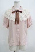 axes femme / レースケープリボン付半袖ブラウス M ピンク H-25-05-29-056-AX-BL-NS-ZH