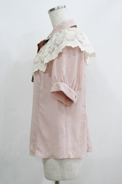 画像2: axes femme / レースケープリボン付半袖ブラウス M ピンク H-25-05-29-056-AX-BL-NS-ZH