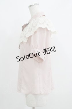 画像2: axes femme / レースケープリボン付半袖ブラウス M ピンク H-25-05-29-056-AX-BL-NS-ZH