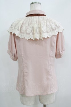 画像3: axes femme / レースケープリボン付半袖ブラウス M ピンク H-25-05-29-056-AX-BL-NS-ZH