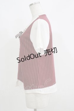 画像2: axes femme / トランプ刺繍ストライプトップス M ワイン H-25-05-29-057-AX-TO-NS-ZH