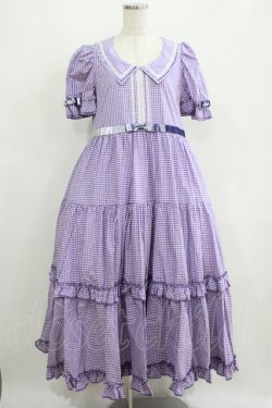 画像1: Maria pipi / セーラーカラーチェックレースドレス Free ラベンダー H-25-05-29-011-EL-OP-NS-ZH