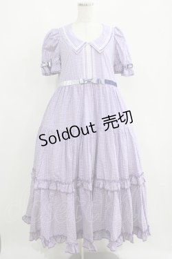 画像1: Maria pipi / セーラーカラーチェックレースドレス Free ラベンダー H-25-05-29-011-EL-OP-NS-ZH