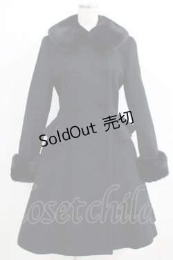 画像1: Moi-meme-Moitie / ファー付きバッスルコート 9号 黒 H-25-06-01-001-MO-CO-KB-ZT-C041