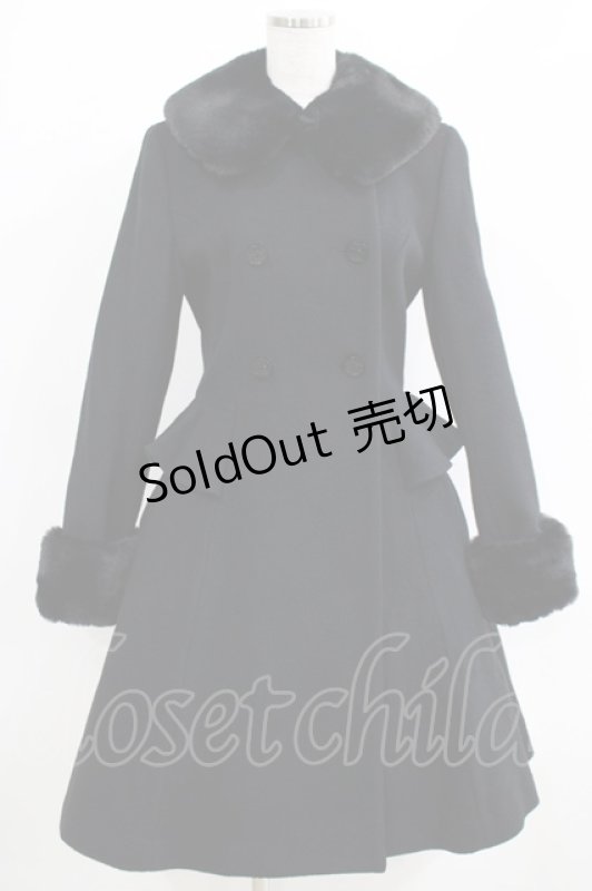 画像1: Moi-meme-Moitie / ファー付きバッスルコート 9号 黒 H-25-06-01-001-MO-CO-KB-ZT-C041 (1)