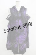 NieR Clothing / 総柄オフショルZIPパーカー  黒 H-25-06-01-034-PU-TO-KB-ZH