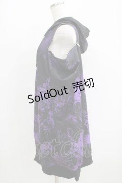 画像2: NieR Clothing / 総柄オフショルZIPパーカー  黒 H-25-06-01-034-PU-TO-KB-ZH