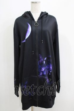 画像1: NieR Clothing / プリントZIPパーカー  黒 H-25-06-01-035-PU-TO-KB-ZH