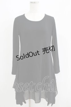 画像1: ALGONQUINS / シフォン切替ロングカットソー  黒 H-25-06-01-038-AL-TO-KB-ZH