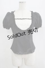 Moi-meme-Moitie / トーションフリルヨークレースブラウス  黒×白 H-25-06-01-040-MO-BL-KB-ZH