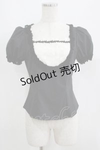 Moi-meme-Moitie / トーションフリルヨークレースブラウス  黒×白 H-25-06-01-040-MO-BL-KB-ZH